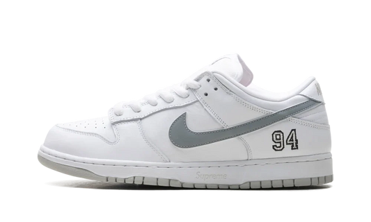 Nike SB Dunk Low Supreme White Metallic Silver